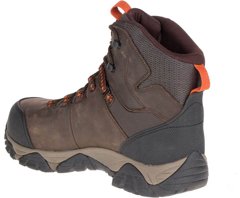 Merrell Boots Brown - Phaserbound Mid Waterproof Comp Toe Wide Width - Mens 78DWRVEBY